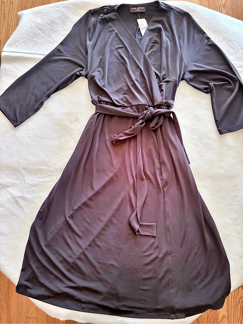 Lane Bryant Long-Sleeve Faux-Wrap Jersey Midi Dress Brown 18/20